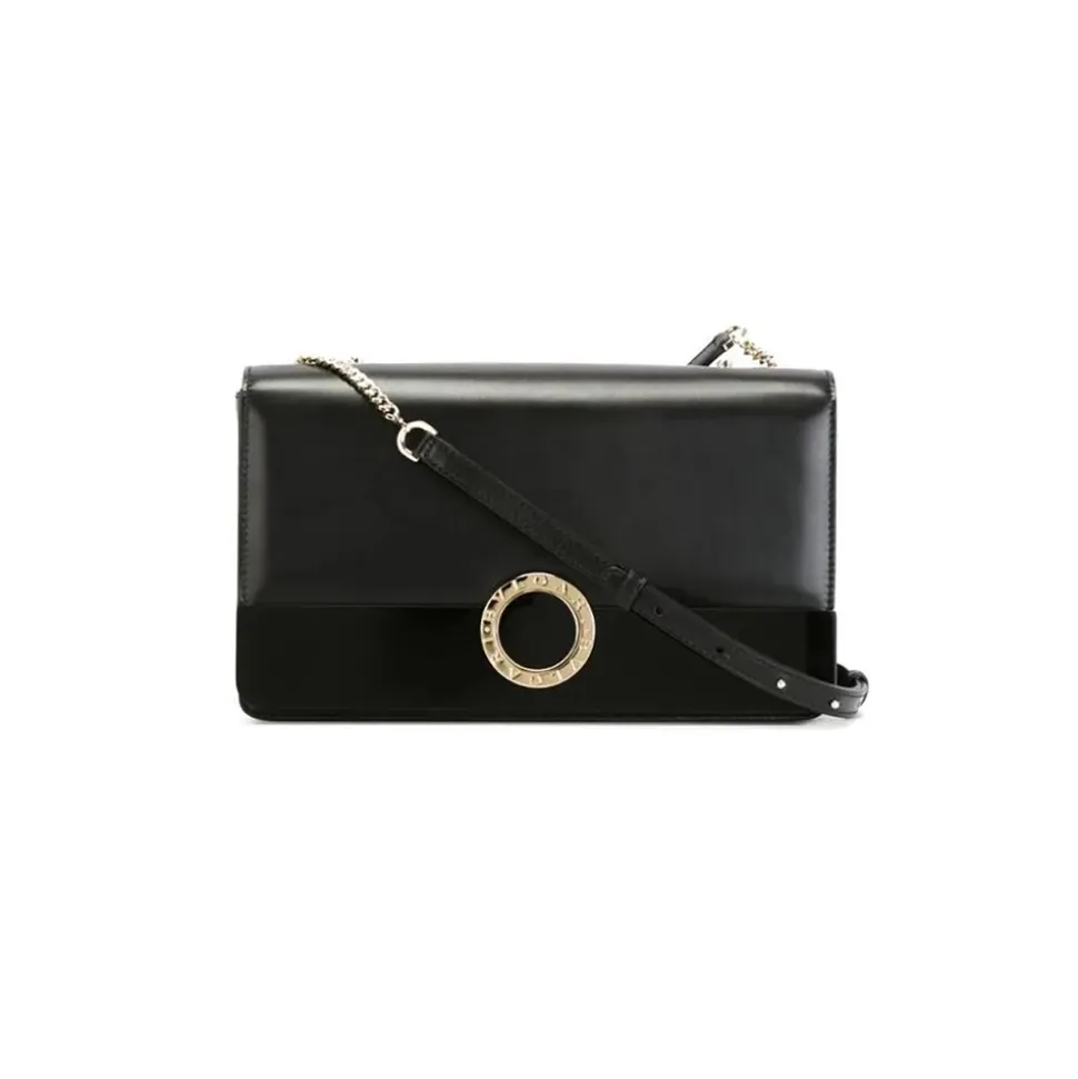 Bulgari Vintage - Leather Bulgari-Bulgari Chain Crossbody Bag - Black - Leather and Calf Leather Handbag - Luxury High Quality - Avvenice