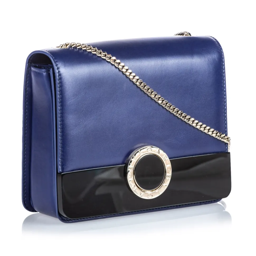 Bulgari Vintage - Leather Bulgari Chain Crossbody Bag - Blue Black - Leather and Calf Crossbody Bag - Luxury High Quality - Avvenice
