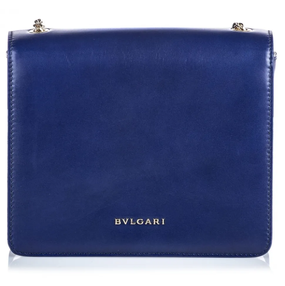 Bulgari Vintage - Leather Bulgari Chain Crossbody Bag - Blue Black - Leather and Calf Crossbody Bag - Luxury High Quality - Avvenice