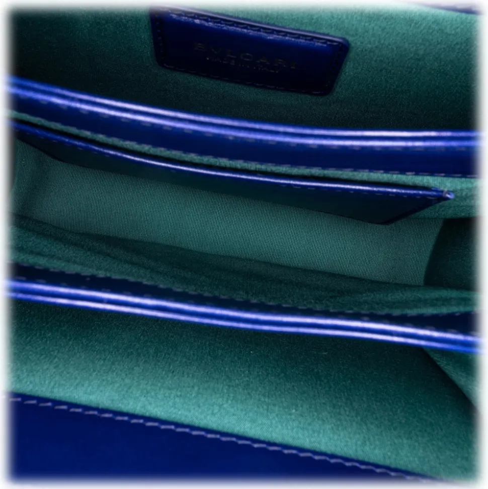 Bulgari Vintage - Leather Bulgari Chain Crossbody Bag - Blue Black - Leather and Calf Crossbody Bag - Luxury High Quality - Avvenice