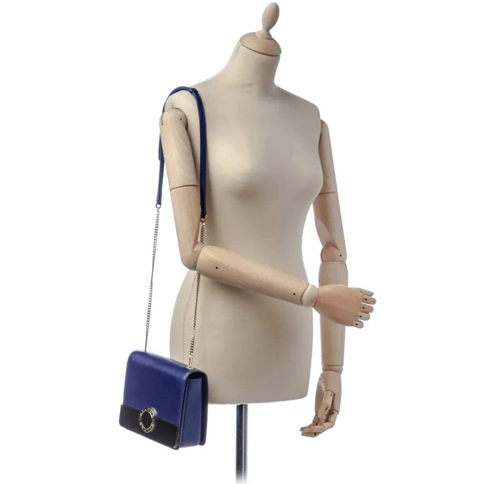 Bulgari Vintage - Leather Bulgari Chain Crossbody Bag - Blue Black - Leather and Calf Crossbody Bag - Luxury High Quality - Avvenice