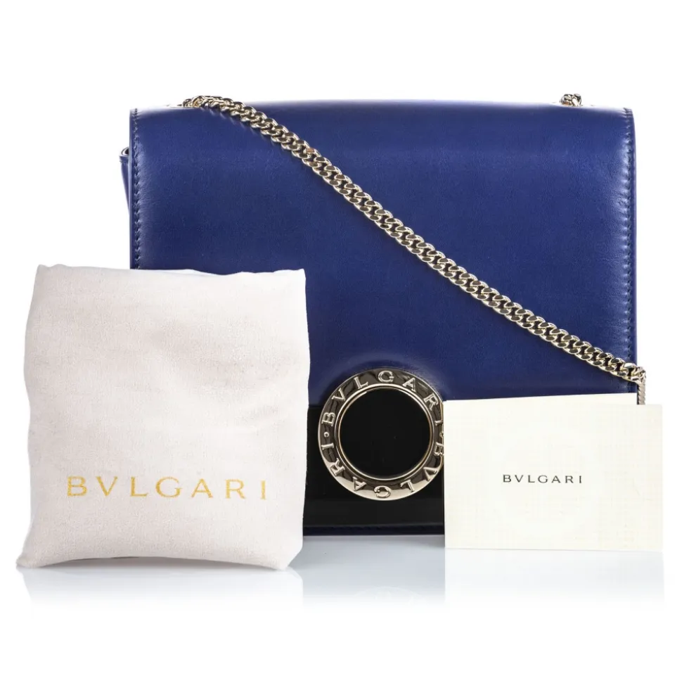 Bulgari Vintage - Leather Bulgari Chain Crossbody Bag - Blue Black - Leather and Calf Crossbody Bag - Luxury High Quality - Avvenice