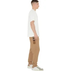 Burberry - Check Panel Cotton Blend Jogging Pants - Camel - Exclusive Burberry Collection - Avvenice