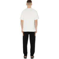 Burberry - Check Panel Cotton Blend Jogging Pants - Black / Birch Brown - Exclusive Burberry Collection - Avvenice