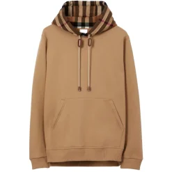 Burberry - Check Trim Cotton Blend Hoodie - Camel - Exclusive Burberry Collection - Avvenice
