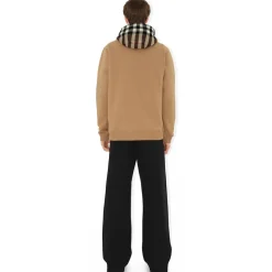 Burberry - Check Trim Cotton Blend Hoodie - Camel - Exclusive Burberry Collection - Avvenice