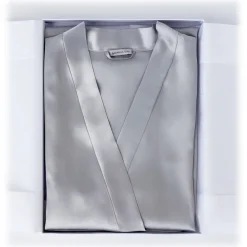 by Dariia Day - Long Silk Robe - Silver Grey - Fashion - New Collection - Mulberry Silk - Artisan Silk Robe - Luxury - Avvenice