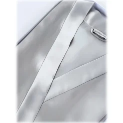 by Dariia Day - Long Silk Robe - Silver Grey - Fashion - New Collection - Mulberry Silk - Artisan Silk Robe - Luxury - Avvenice