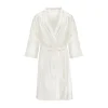 by Dariia Day - Long Silk Robe - Powder White - Fashion - New Collection - Mulberry Silk - Artisan Silk Robe - Luxury - Avvenice