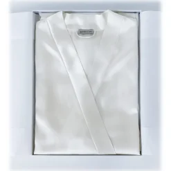 by Dariia Day - Long Silk Robe - Powder White - Fashion - New Collection - Mulberry Silk - Artisan Silk Robe - Luxury - Avvenice