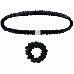 by Dariia Day - Silk Headband and Scrunchie Set - Midnight Black - Mulberry Silk - Silk Headband and Scrunchie - Luxury - Avvenice