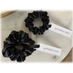 by Dariia Day - Silk Headband and Scrunchie Set - Midnight Black - Mulberry Silk - Silk Headband and Scrunchie - Luxury - Avvenice