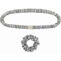 by Dariia Day - Silk Headband and Scrunchie Set - Silver Grey - Mulberry Silk - Artisan Silk Headband and Scrunchie - Luxury - Avvenice