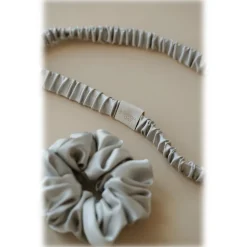 by Dariia Day - Silk Headband and Scrunchie Set - Silver Grey - Mulberry Silk - Artisan Silk Headband and Scrunchie - Luxury - Avvenice