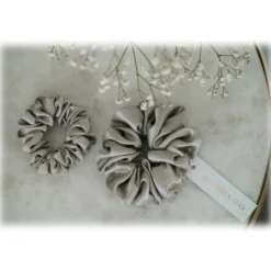 by Dariia Day - Silk Headband and Scrunchie Set - Silver Grey - Mulberry Silk - Artisan Silk Headband and Scrunchie - Luxury - Avvenice