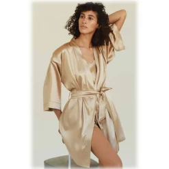 by Dariia Day - Silk Robe - French Beige - Fashion - New Collection - Mulberry Silk - Artisan Silk Robe - Luxury - Avvenice