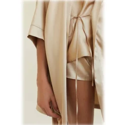 by Dariia Day - Silk Robe - French Beige - Fashion - New Collection - Mulberry Silk - Artisan Silk Robe - Luxury - Avvenice