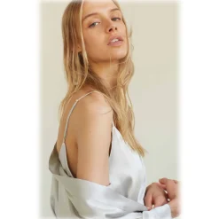 by Dariia Day - Silk Robe - Silver Grey - Fashion - New Collection - Mulberry Silk - Artisan Silk Robe - Luxury - Avvenice