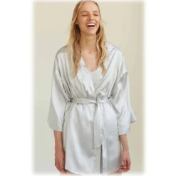 by Dariia Day - Silk Robe - Silver Grey - Fashion - New Collection - Mulberry Silk - Artisan Silk Robe - Luxury - Avvenice
