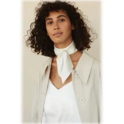 by Dariia Day - Silk Scarf Long - Powder White - Fashion - New Collection - Mulberry Silk - Artisan Silk Scarf - Luxury - Avvenice