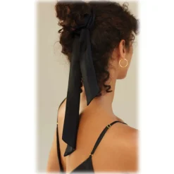 by Dariia Day - Silk Scarf Long - Black Midnight - Fashion - New Collection - Mulberry Silk - Artisan Silk Scarf - Luxury - Avvenice