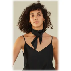 by Dariia Day - Silk Scarf Long - Black Midnight - Fashion - New Collection - Mulberry Silk - Artisan Silk Scarf - Luxury - Avvenice