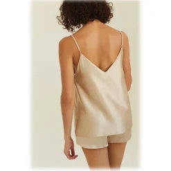 by Dariia Day - Silk Shorts - French Beige - Fashion - New Collection - Mulberry Silk - Artisan Silk Shorts - Luxury - Avvenice