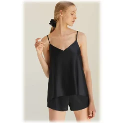 by Dariia Day - Silk Shorts - Midnight Black - Fashion - New Collection - Mulberry Silk - Artisan Silk Shorts - Luxury - Avvenice