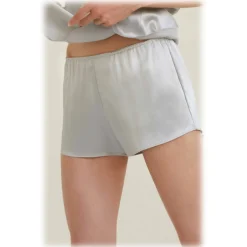 by Dariia Day - Silk Shorts - Silver Grey - Fashion - New Collection - Mulberry Silk - Artisan Silk Shorts - Luxury - Avvenice