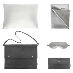 by Dariia Day - Silk Travel Set - Silver Grey - Bedding - Home - Mulberry Silk - Artisan Silk Pillowcase - Luxury - Avvenice