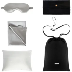 by Dariia Day - Silk Travel Set - Silver Grey - Fashion - New Collection - Mulberry Silk - Artisan Silk Travel Set - Luxury - Avvenice