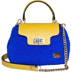 CapriNina - Capriccio - Fine Bag Handmade in Capri - Yellow Blue - Handmade in Italy - Exclusive Luxury - Avvenice