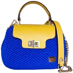 CapriNina - Capriccio - Fine Bag Handmade in Capri - Yellow Blue - Handmade in Italy - Exclusive Luxury - Avvenice