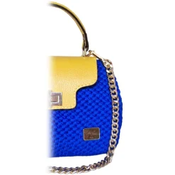 CapriNina - Capriccio - Fine Bag Handmade in Capri - Yellow Blue - Handmade in Italy - Exclusive Luxury - Avvenice