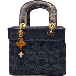 CapriNina - CapriDì - Fine Bag Handmade in Capri - Black Leopard - Handmade in Italy - Exclusive Luxury - Avvenice