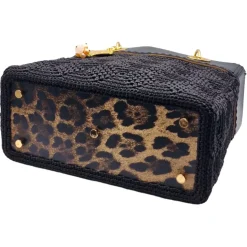 CapriNina - CapriDì - Fine Bag Handmade in Capri - Black Leopard - Handmade in Italy - Exclusive Luxury - Avvenice