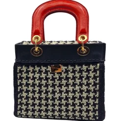 CapriNina - CapriDì - Fine Bag Handmade in Capri - Red Pied de Poule - Handmade in Italy - Exclusive Luxury - Avvenice