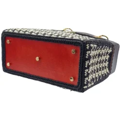 CapriNina - CapriDì - Fine Bag Handmade in Capri - Red Pied de Poule - Handmade in Italy - Exclusive Luxury - Avvenice
