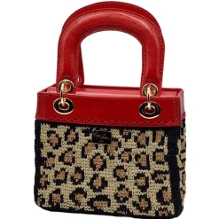 CapriNina - CapriDì Mini - Fine Bag Handmade in Capri - Red Leopard - Handmade in Italy - Exclusive Luxury - Avvenice