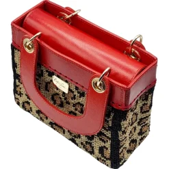 CapriNina - CapriDì Mini - Fine Bag Handmade in Capri - Red Leopard - Handmade in Italy - Exclusive Luxury - Avvenice