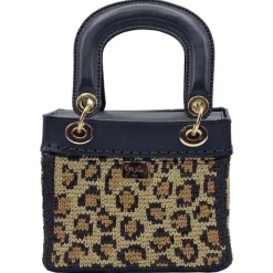 CapriNina - CapriDì Mini - Fine Bag Handmade in Capri - Black Leopard - Handmade in Italy - Exclusive Luxury - Avvenice