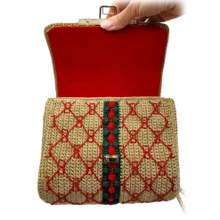 CapriNina - CapriGu - Fine Bag Handmade in Capri - Gold Embroidery Red - Handmade in Italy - Exclusive Luxury - Avvenice
