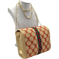CapriNina - CapriGu - Fine Bag Handmade in Capri - Gold Embroidery Red - Handmade in Italy - Exclusive Luxury - Avvenice