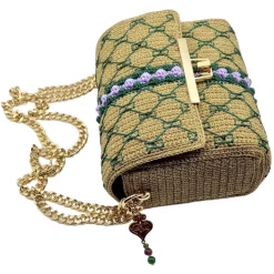 CapriNina - CapriGu - Fine Bag Handmade in Capri - Gold Embroidery Green - Handmade in Italy - Exclusive Luxury - Avvenice