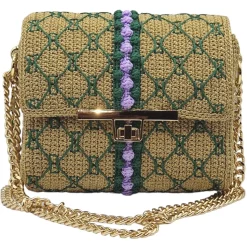 CapriNina - CapriGu - Fine Bag Handmade in Capri - Gold Embroidery Green - Handmade in Italy - Exclusive Luxury - Avvenice