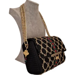 CapriNina - CapriGu - Fine Bag Handmade in Capri - Black - Handmade in Italy - Exclusive Luxury - Avvenice