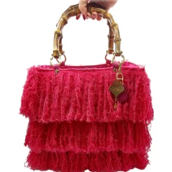 CapriNina - Le Charleston - Fine Bag Handmade in Capri - Fuchsia - Handmade in Italy - Exclusive Luxury - Avvenice