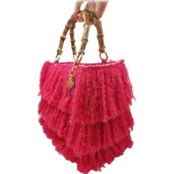 CapriNina - Le Charleston - Fine Bag Handmade in Capri - Fuchsia - Handmade in Italy - Exclusive Luxury - Avvenice