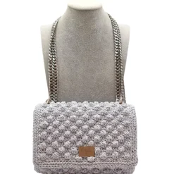CapriNina - Ninetta Silke - Fine Bag Handmade in Capri - Pearl Grey - Handmade in Italy - Exclusive Luxury - Avvenice
