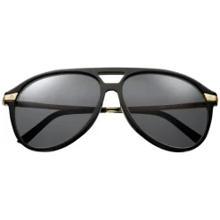 Cartier - Aviator - Combined Black Gold Champagne - Santos de Cartier - Sunglasses - Cartier Eyewear - Avvenice